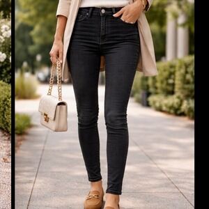 ALLSAINTS Miller Skinny Jeans Black Wash Preppy Mid rise Denim Womens Size Small